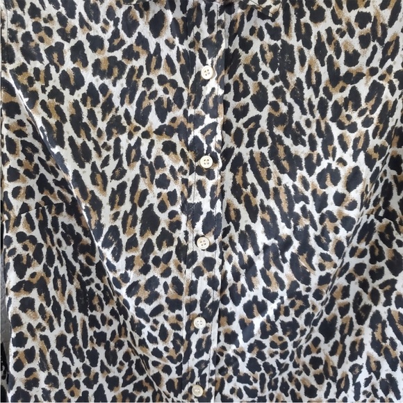 J. Crew Leopard Print “Perfect Shirt” Long Sleeve Button Down Blouse - Picture 7 of 9